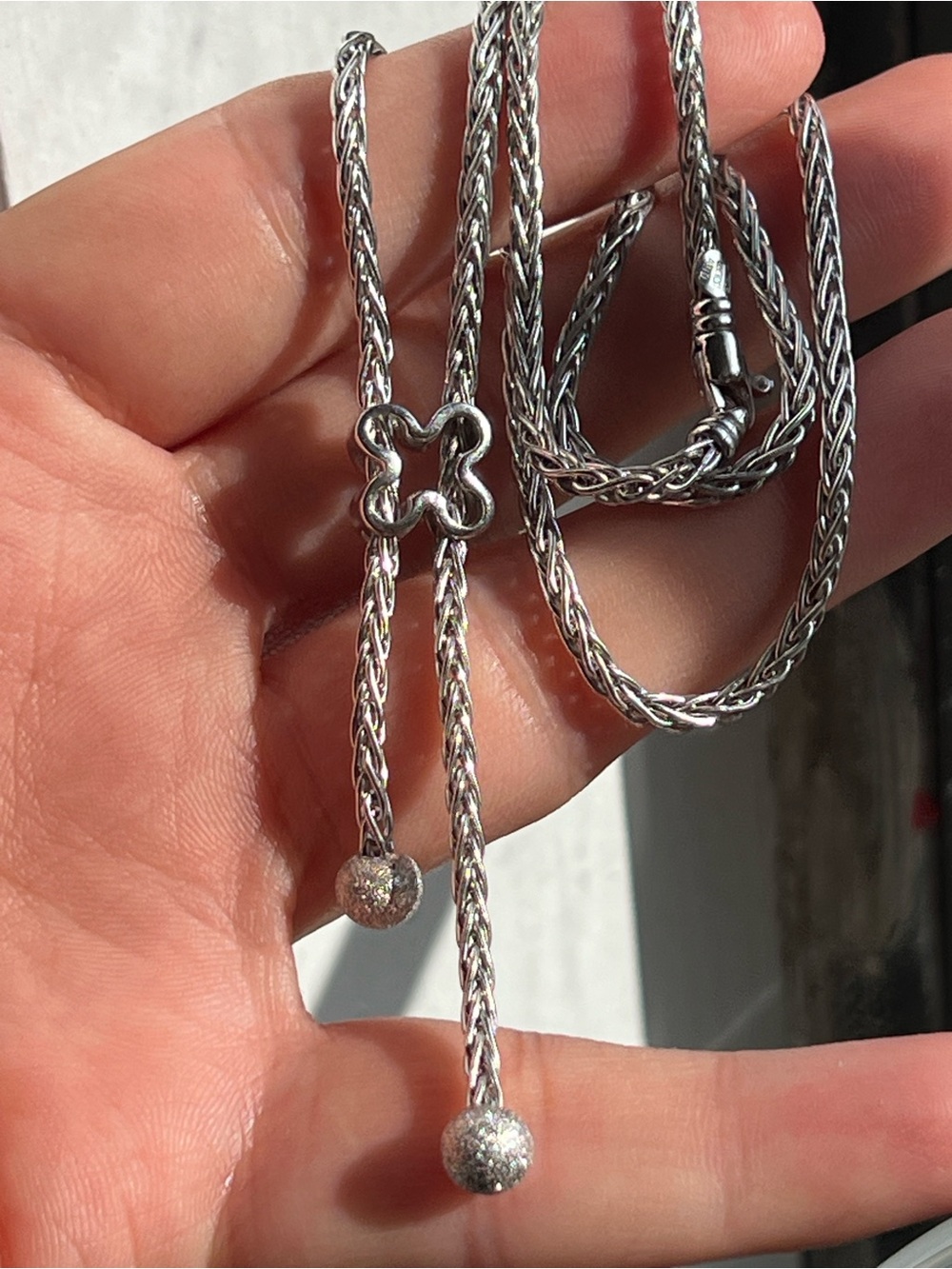 14k white golf  Braided  Necklace with 365 Lock